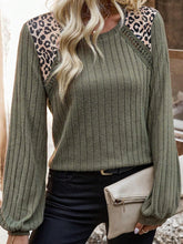 Leopard Round Neck Long Sleeve T-Shirt OutfitFlow